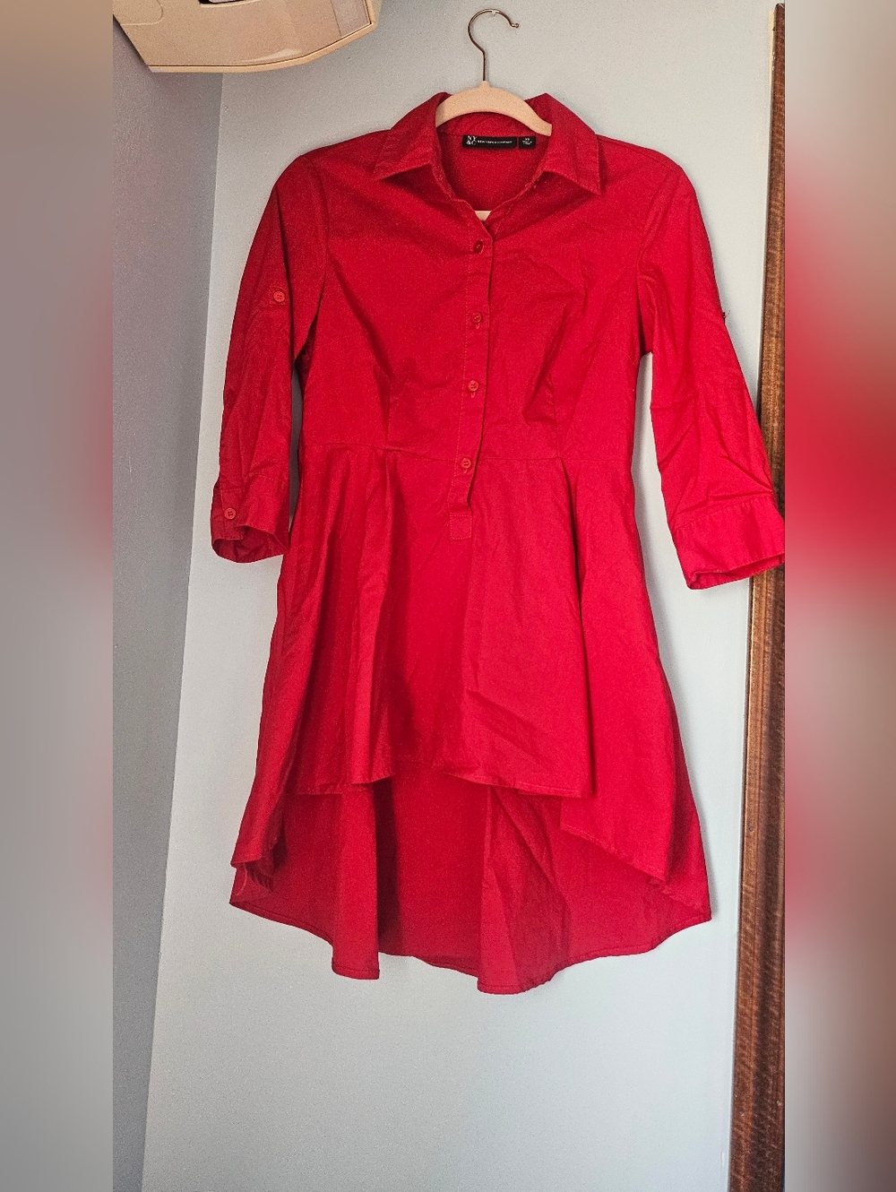 New York & Company Bright Red Button-Up Shirt